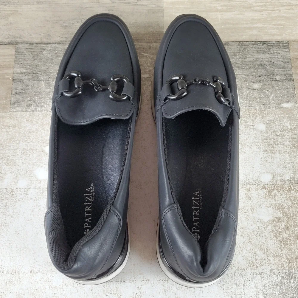 Patrizia by Spring Step Annaliese Womens Loafers Sz 10 Black Round Toe Slip On